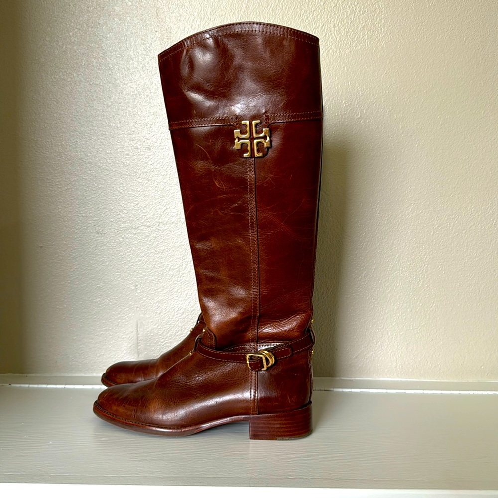 Tory Burch riding boots in Mahogany Brown